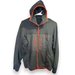 Patagonia Forge Grey/Fire Orange Reversible R3 High Loft Fleece Hoodie Mens EUC